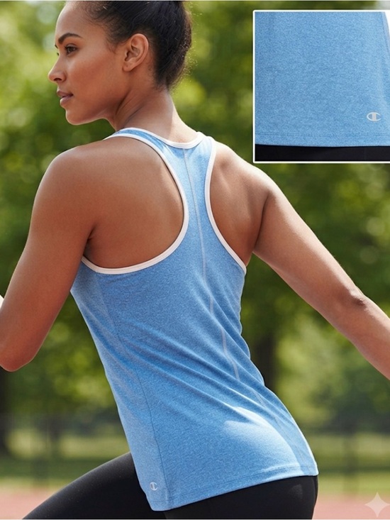 Champion Tops - Champion 9 Light Blue Racerback Athletic Tank with White Trim